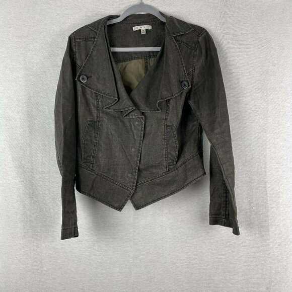 Cabi Women's M Medium Black Cute Snap Waxed Linen - Picture 1 of 7